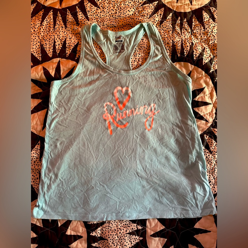 Danskin Flowy Racer-Back Running Tank | Light Blue | Loose-Fitting